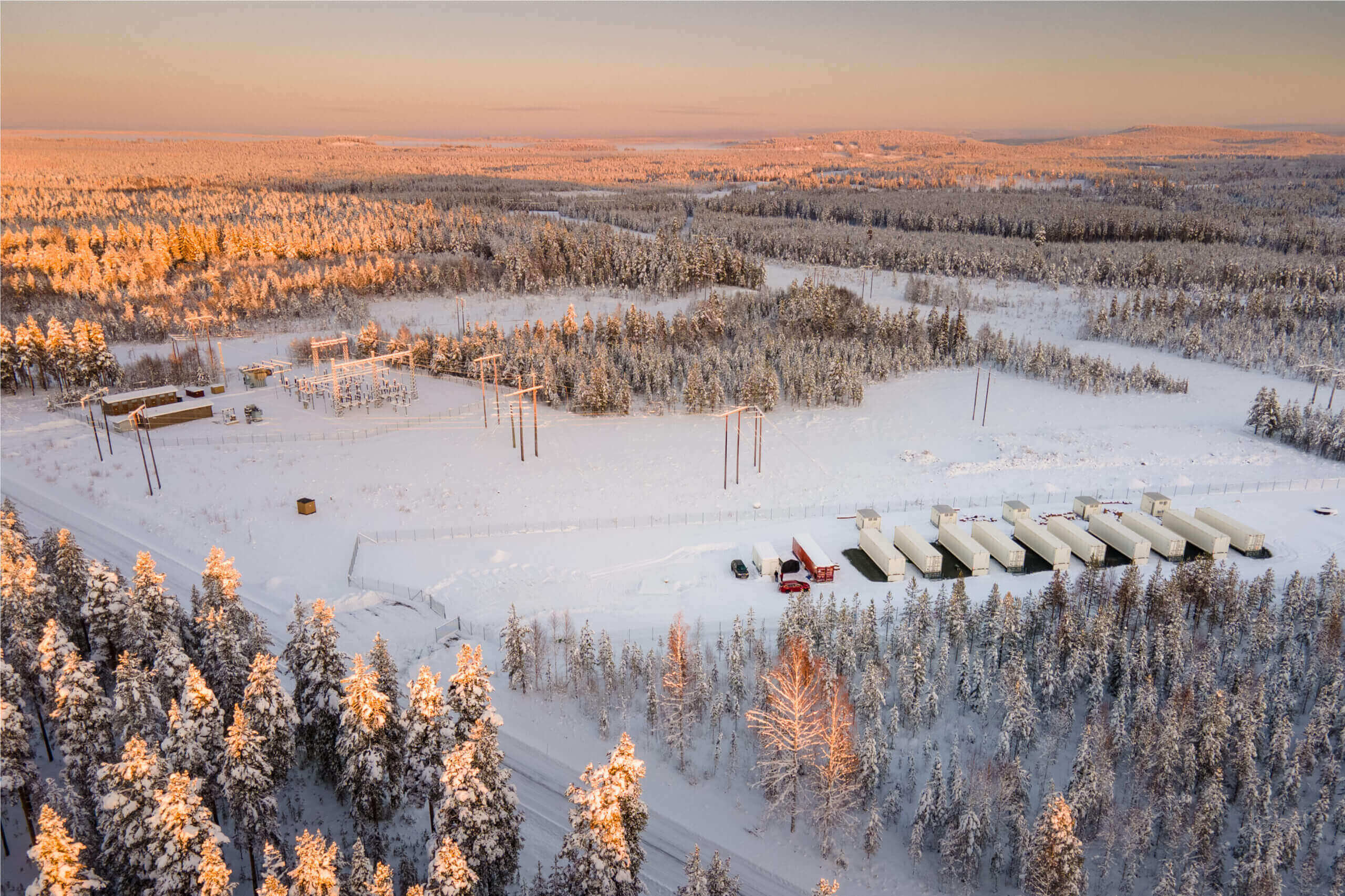 an aerial view of a ortarsk snow covered forest